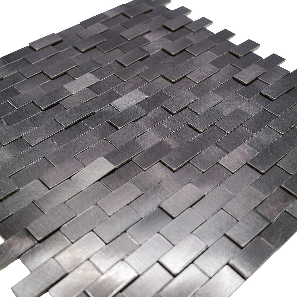 Brick 3D Graphite Peel & Stick Splashback | 30×29.8 cm | Self-Adhesive Mosaic Tile