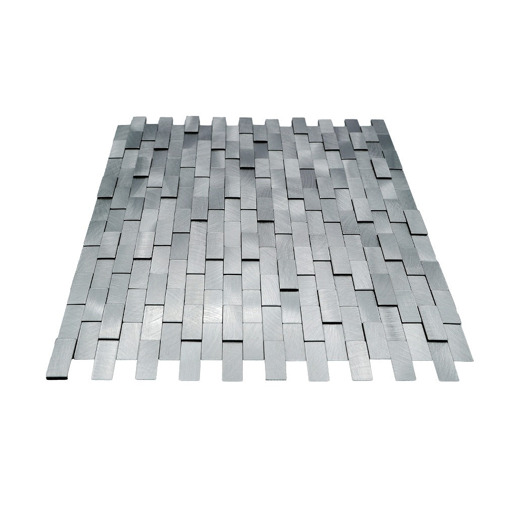 Brick 3D Silver Peel & Stick Splashback | 30×29.8 cm | Self-Adhesive Mosaic Tile