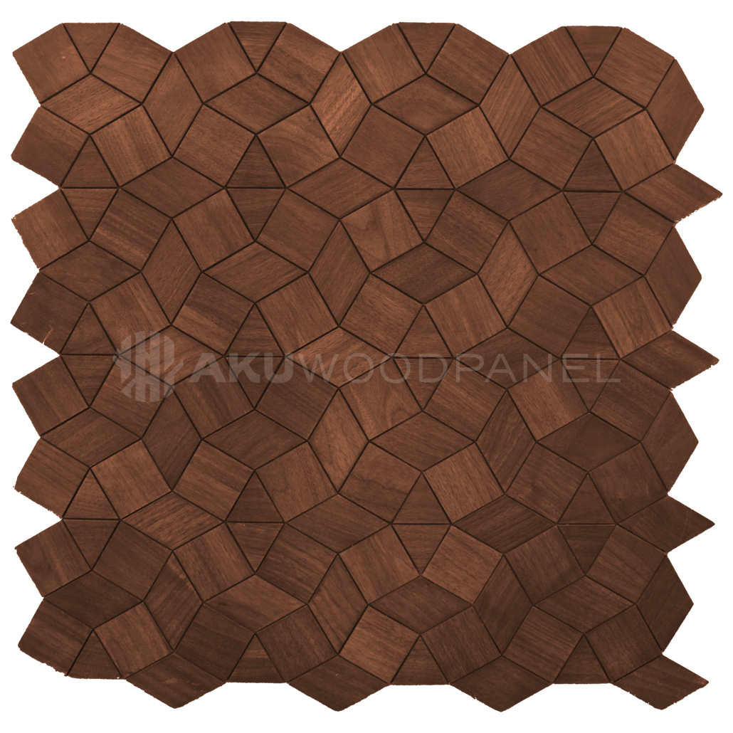 Gardenia Smoked Brown 3D Decorative Wall Panel 60x60cm Handcrafted Aku Woodpanel UK