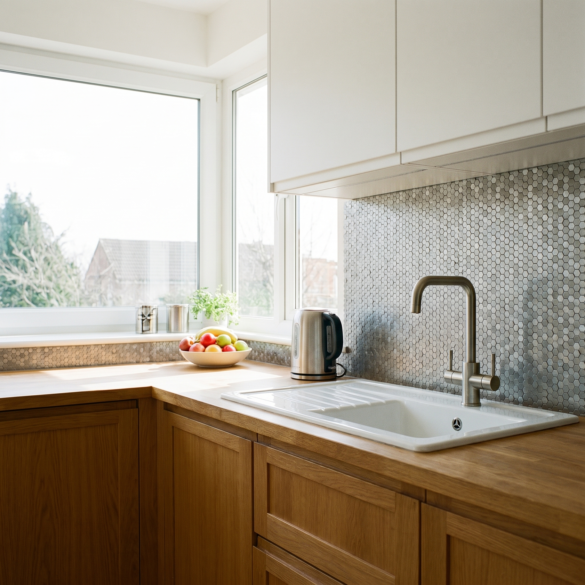 Mini Hexagon 3D Gray Peel & Stick Splashback | 29.8×30.7 cm | Self-Adhesive Mosaic Tile