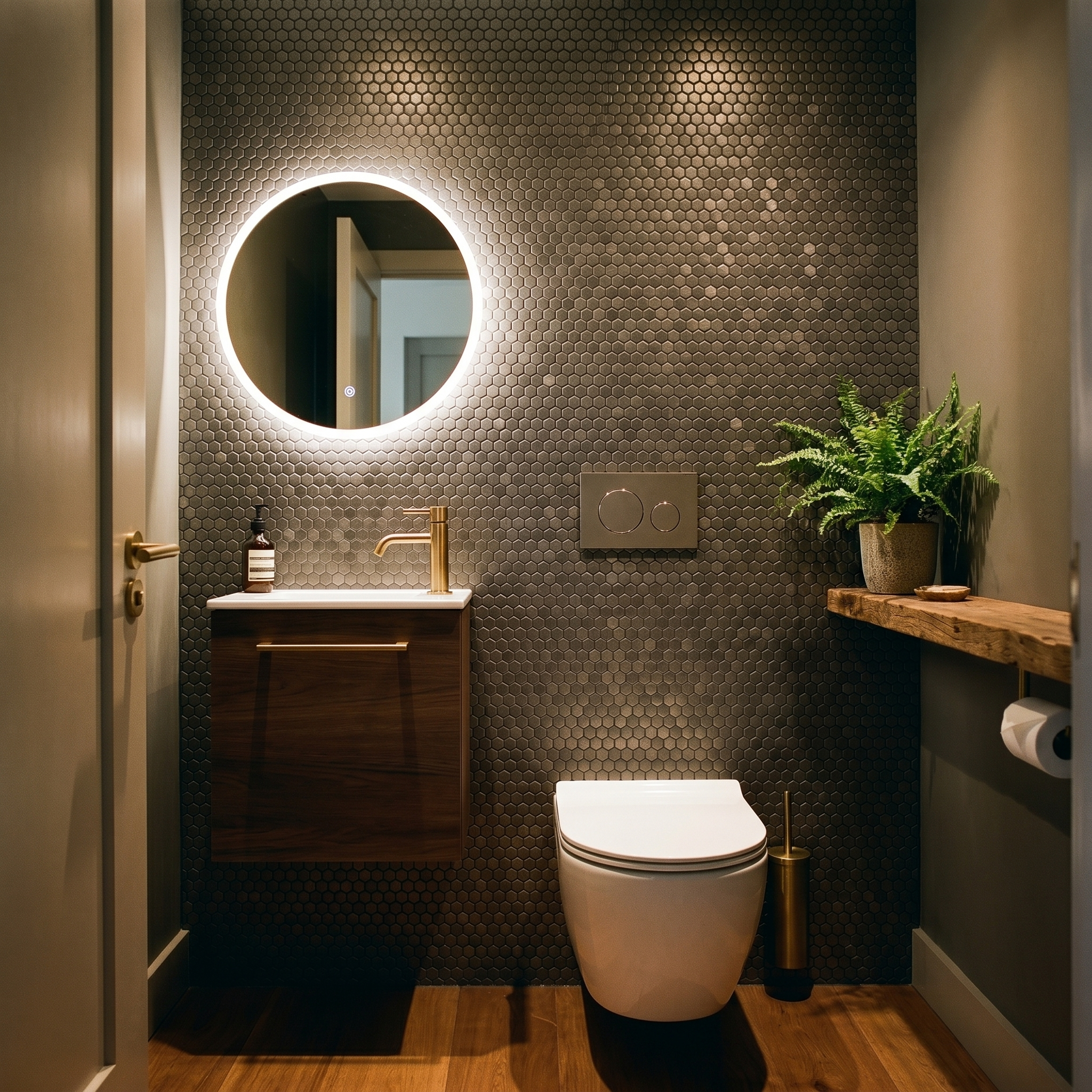 Mini Hexagon 3D Anthracite Peel & Stick Splashback | 29.8×30.7 cm | Self-Adhesive Mosaic Tile