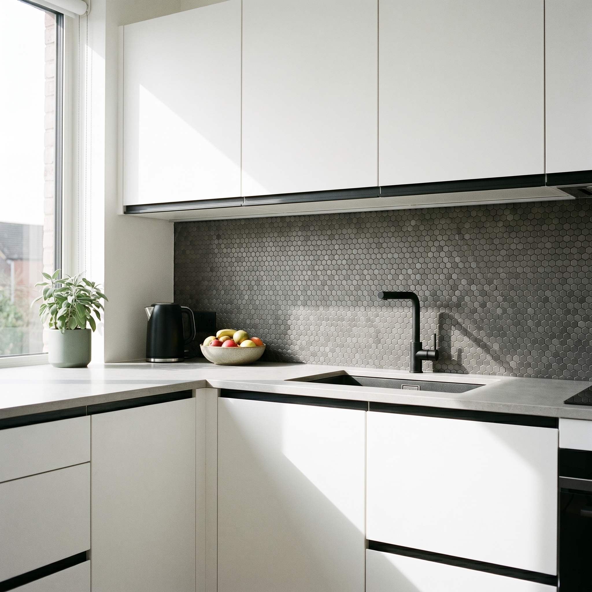 Mini Hexagon 3D Anthracite Peel & Stick Splashback | 29.8×30.7 cm | Self-Adhesive Mosaic Tile