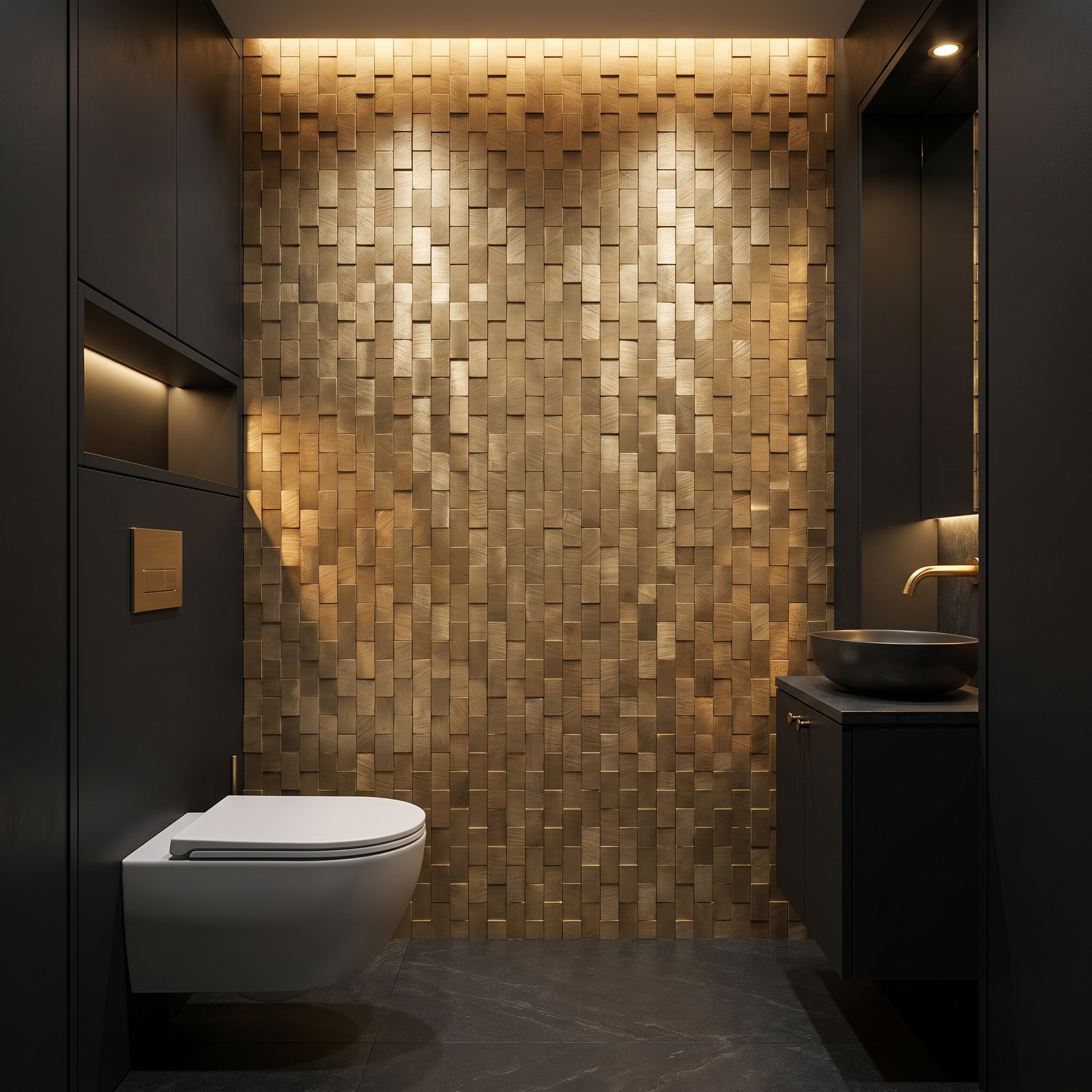 Brick 3D Gold Peel & Stick Splashback | 30×29.8 cm | Self-Adhesive Mosaic Tile