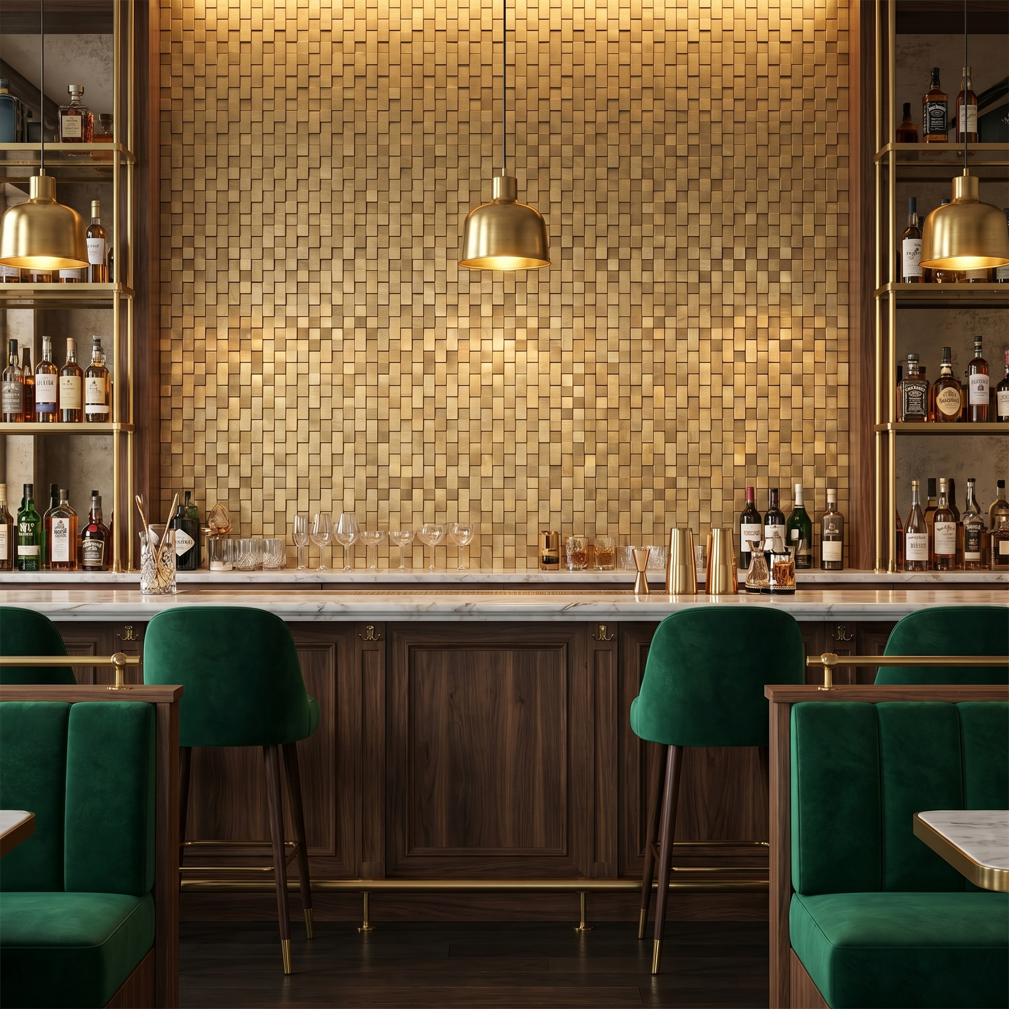 Brick 3D Gold Peel & Stick Splashback | 30×29.8 cm | Self-Adhesive Mosaic Tile