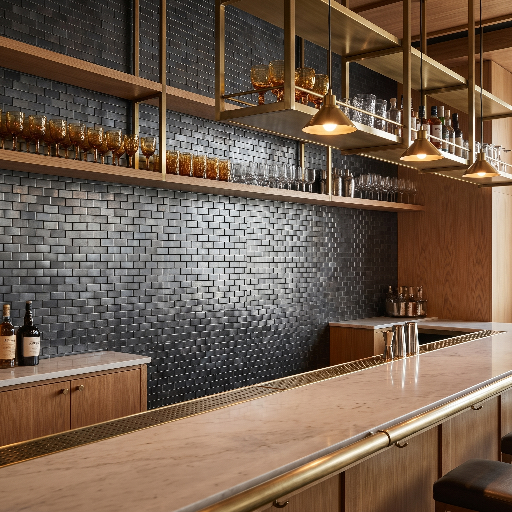 Brick 3D Anthracite Peel & Stick Splashback | 30×29.8 cm | Self-Adhesive Mosaic Tile