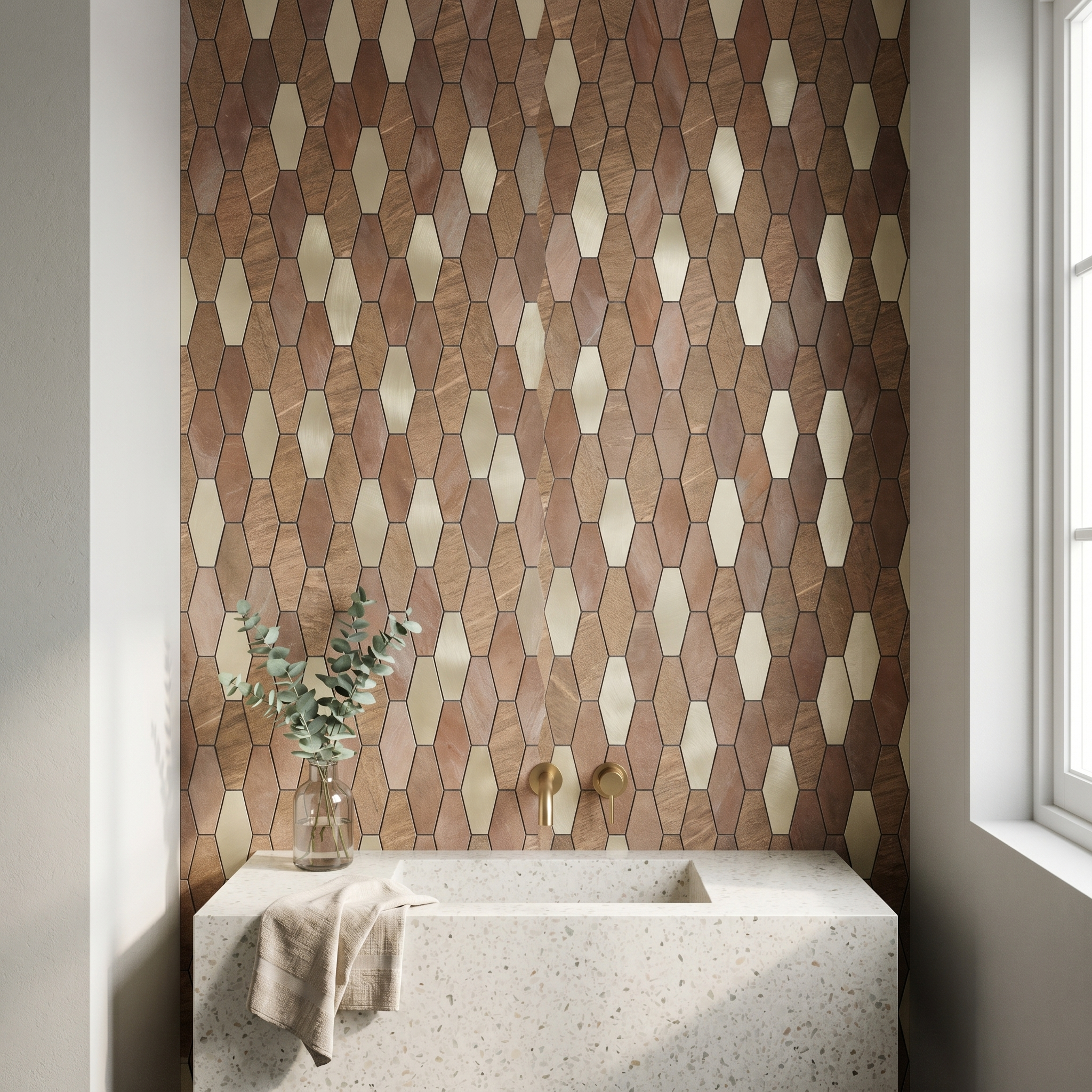 Picket Brown Peel & Stick Splashback | 30×30 cm | Self-Adhesive Mosaic Tile