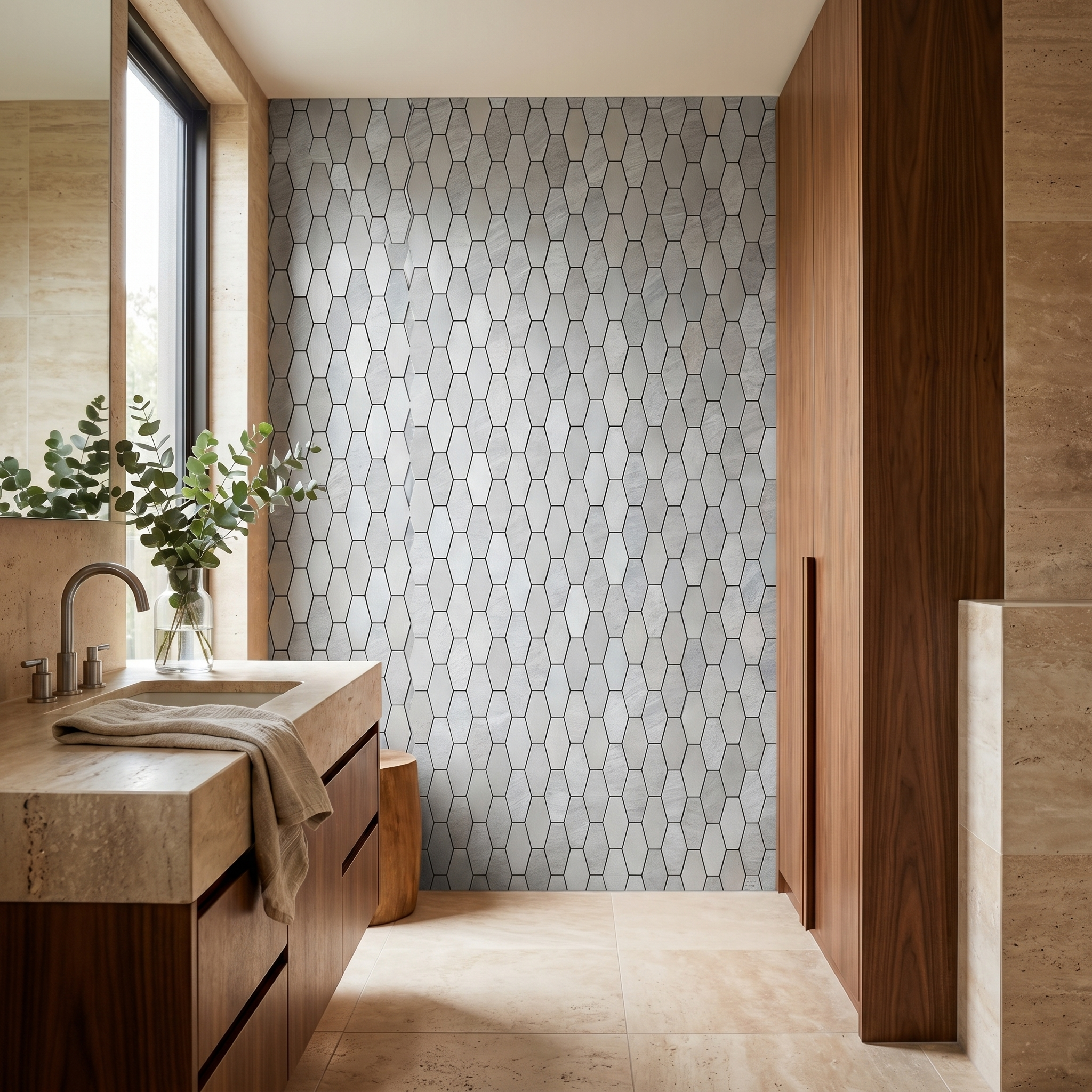 Picket Silver Peel & Stick Splashback | 30×30 cm | Self-Adhesive Mosaic Tile