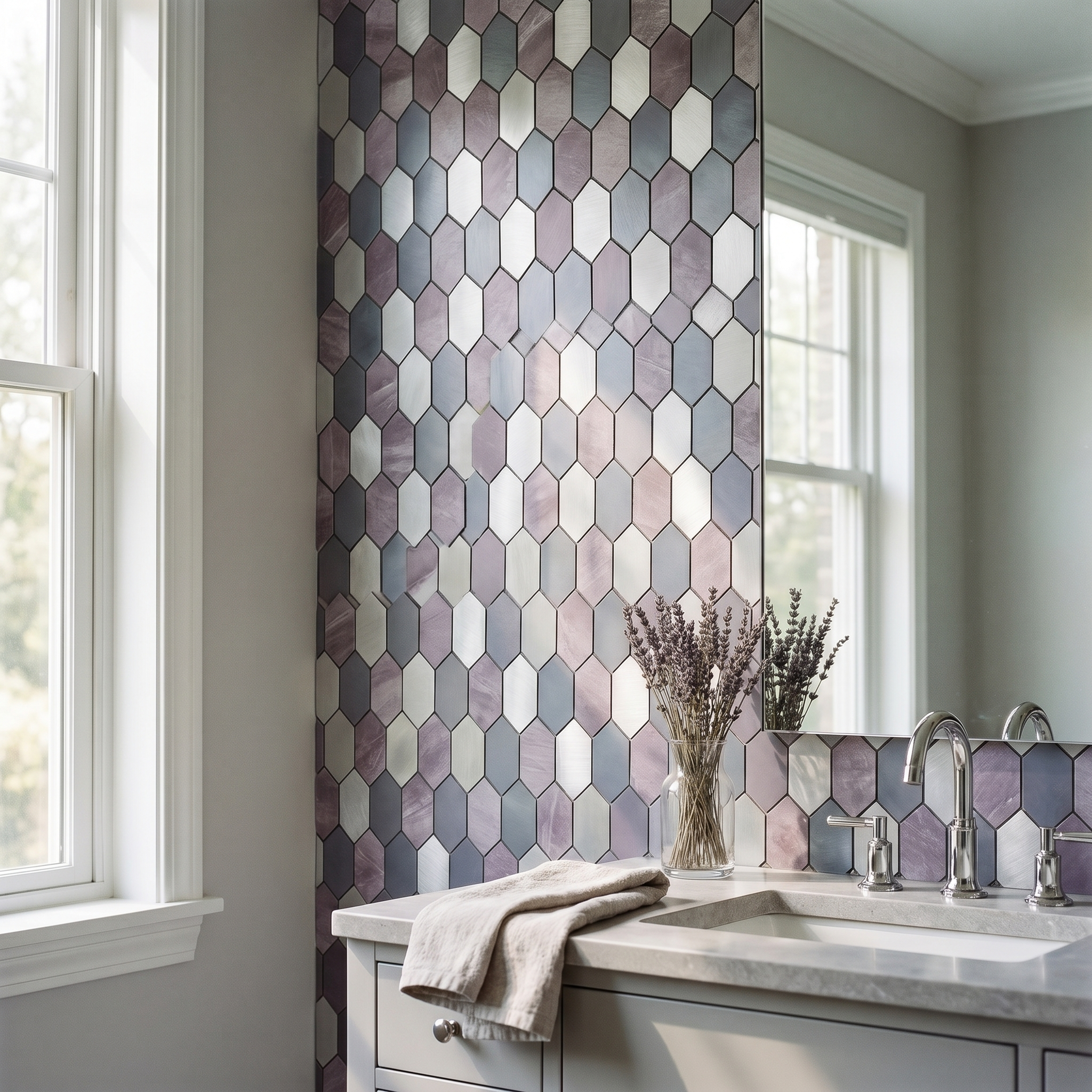 Picket Mauve Peel & Stick Splashback | 30×30 cm | Self-Adhesive Mosaic Tile