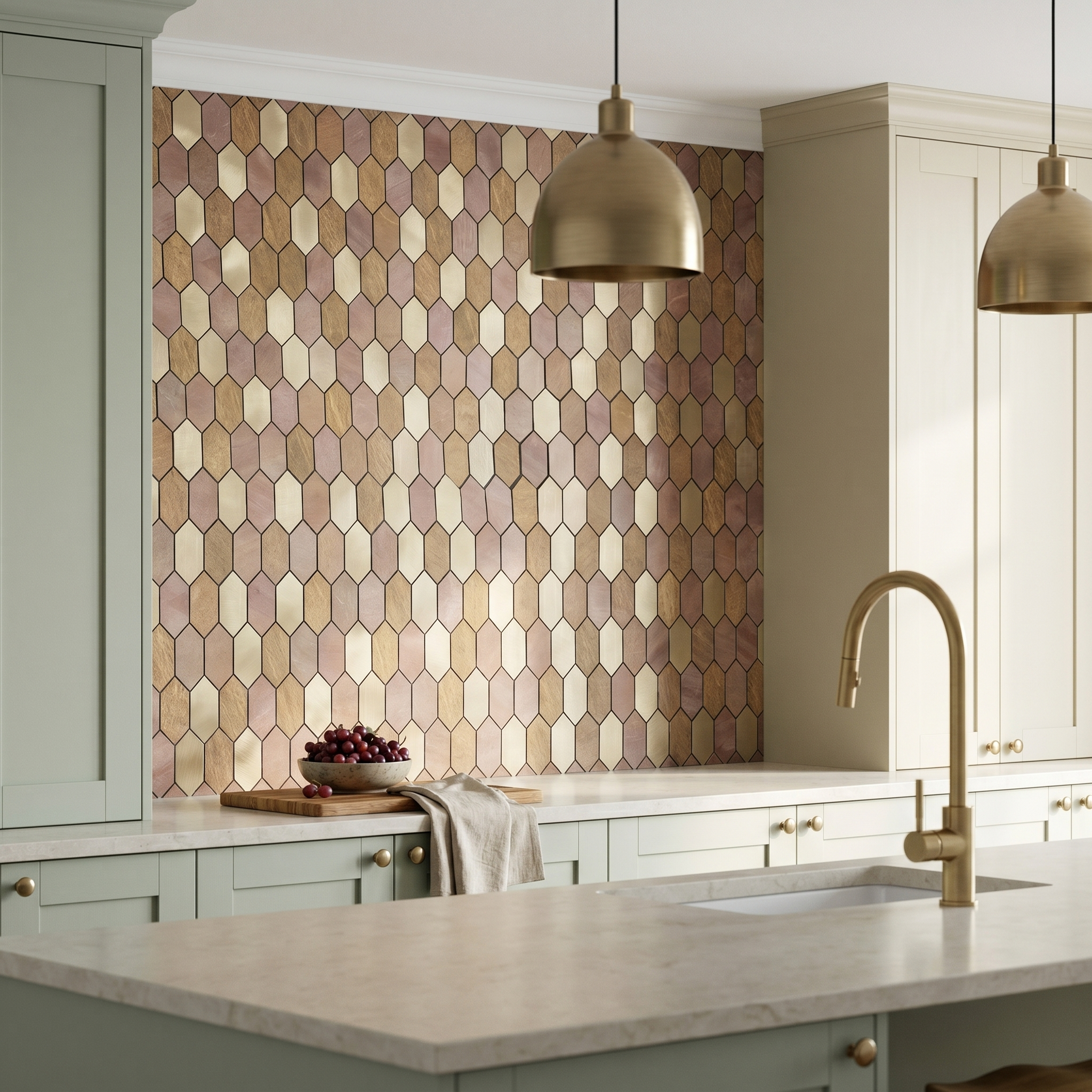 Picket Champagne Peel & Stick Splashback | 30×30 cm | Self-Adhesive Mosaic Tile