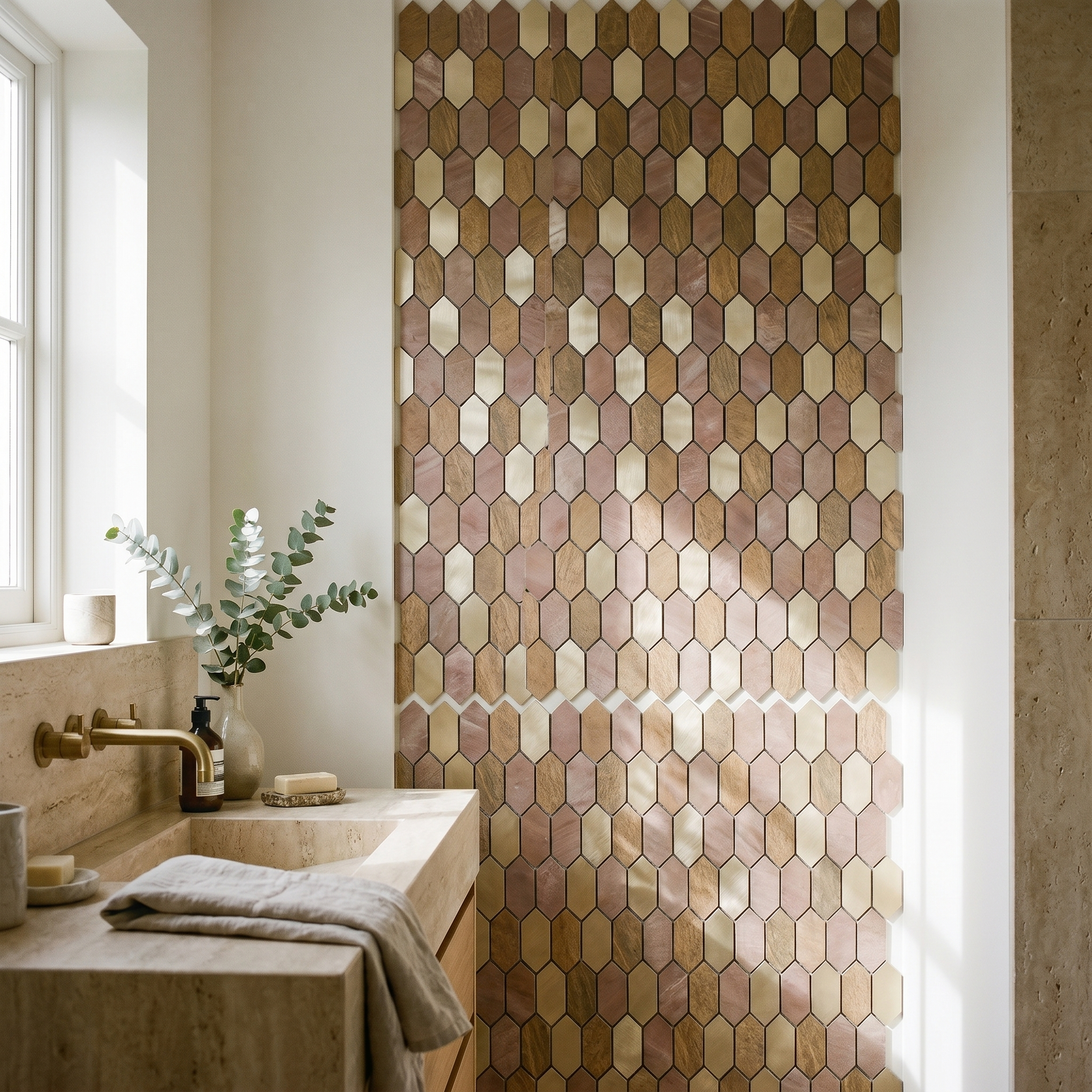 Picket Champagne Peel & Stick Splashback | 30×30 cm | Self-Adhesive Mosaic Tile