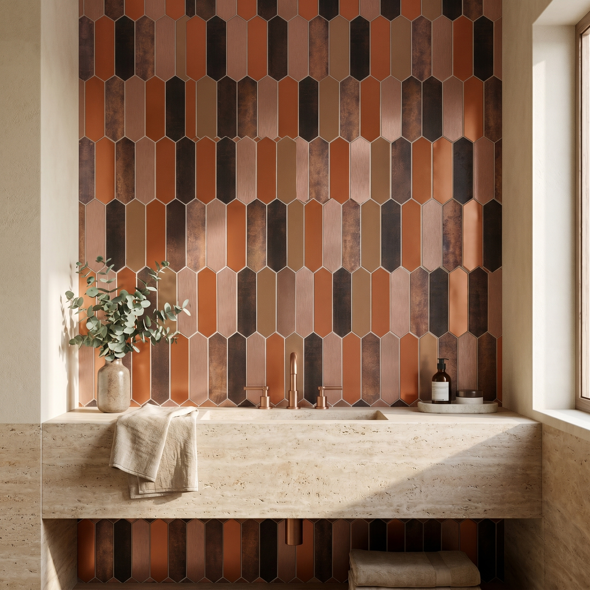Picket Terracotta Peel & Stick Splashback | 28.2×27.3 cm | Self-Adhesive Mosaic Tile