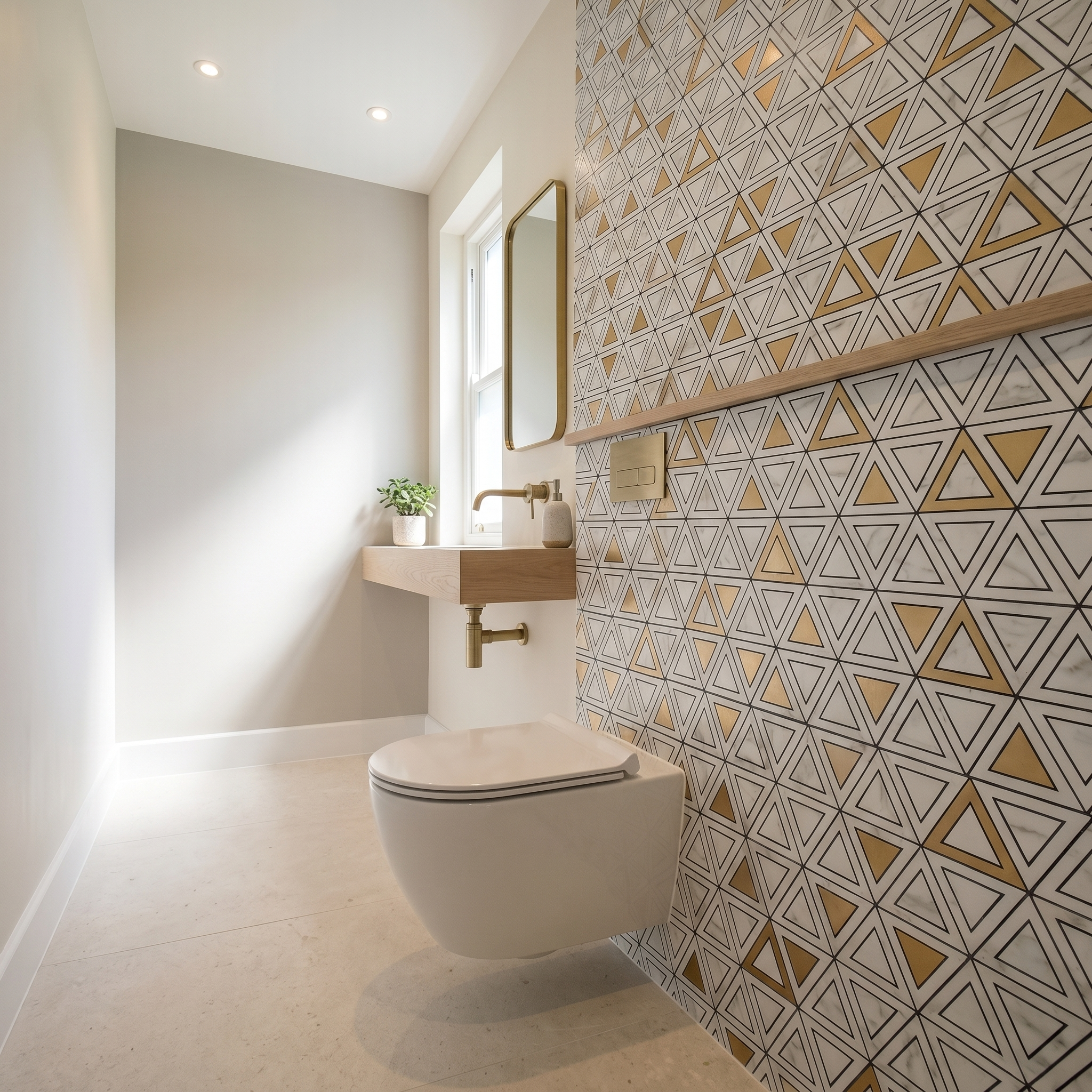 Triangle Gold Peel & Stick Splashback | 28.7×33.1 cm | Self-Adhesive Mosaic Tile