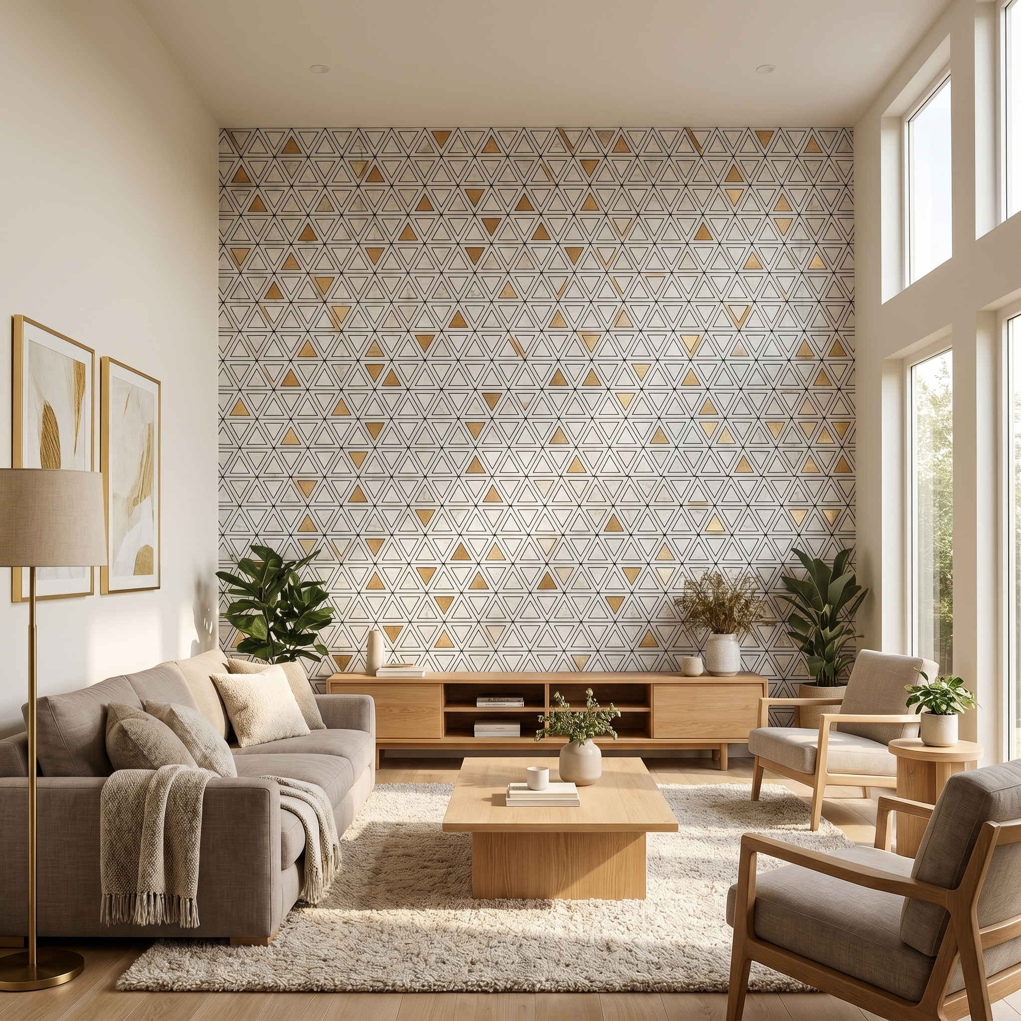 Triangle Gold Peel & Stick Splashback | 28.7×33.1 cm | Self-Adhesive Mosaic Tile