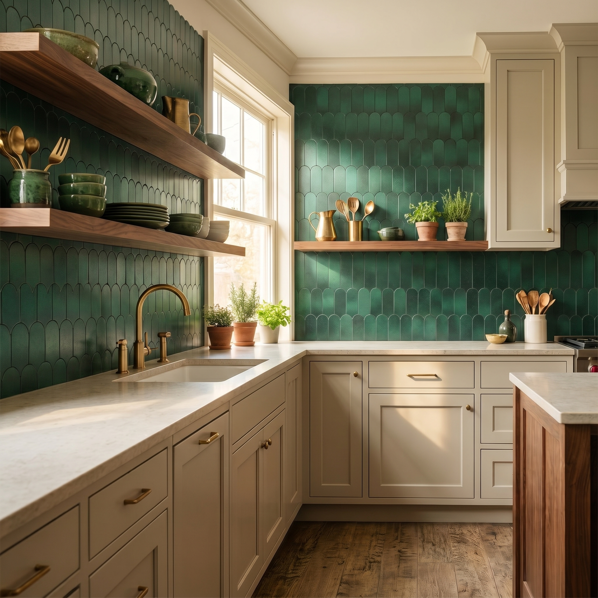 Arch Dark Green Peel & Stick Splashback | 28.8×29.8 cm | Self-Adhesive Mosaic Tile