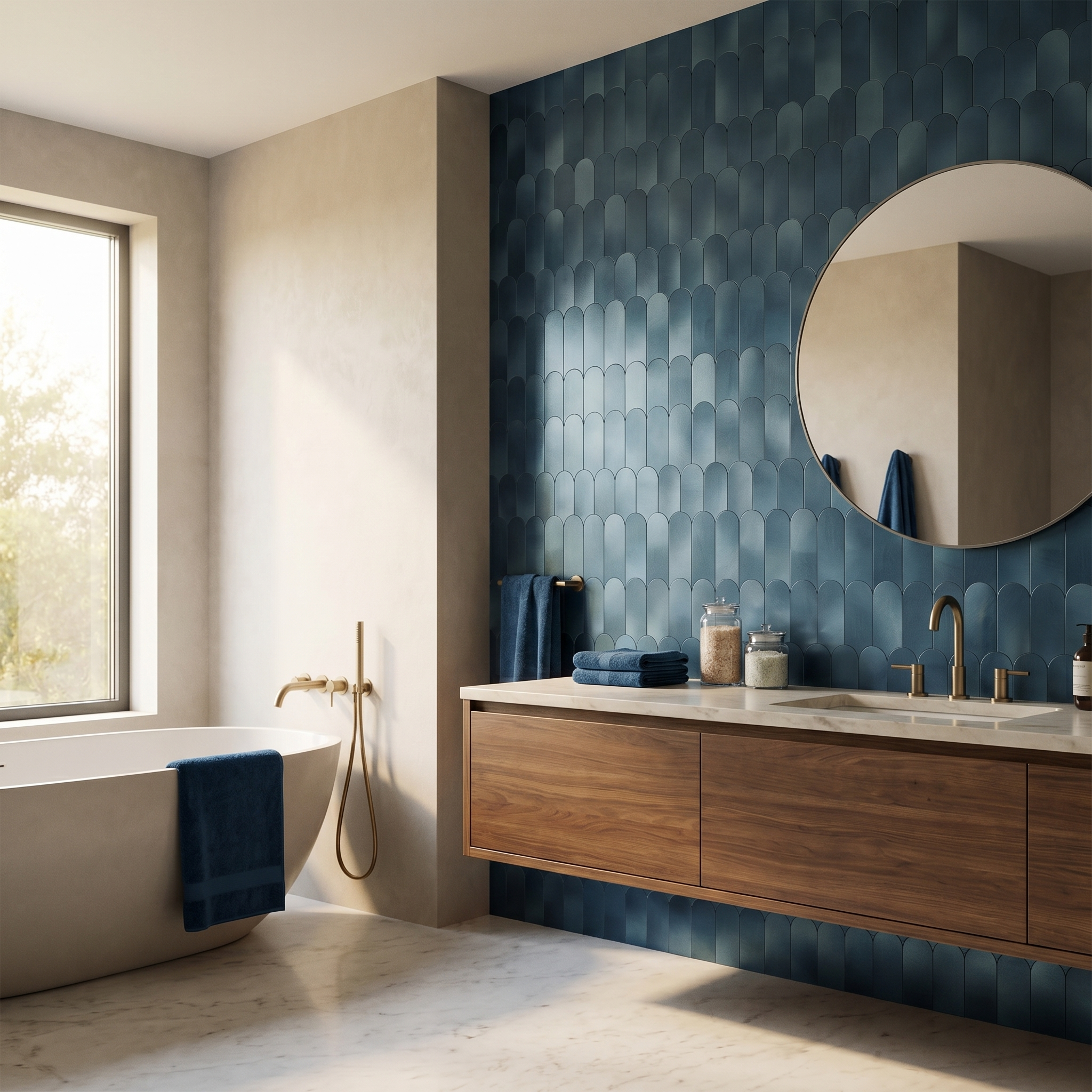 Arch Blue Peel & Stick Splashback | 28.8×29.8 cm | Self-Adhesive Mosaic Tile
