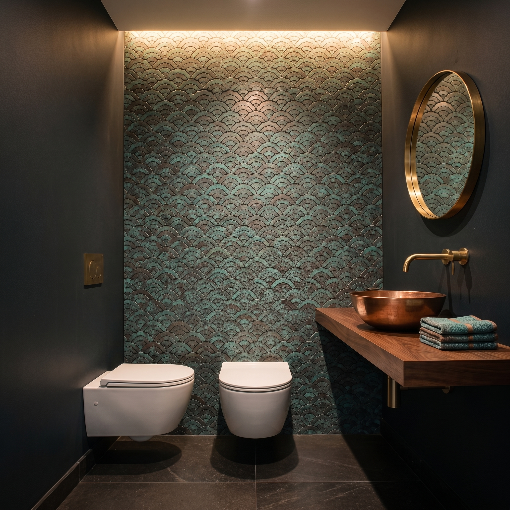 Fan Patina Copper Peel & Stick Splashback | 26.8×28.1 cm | Self-Adhesive Mosaic Tile