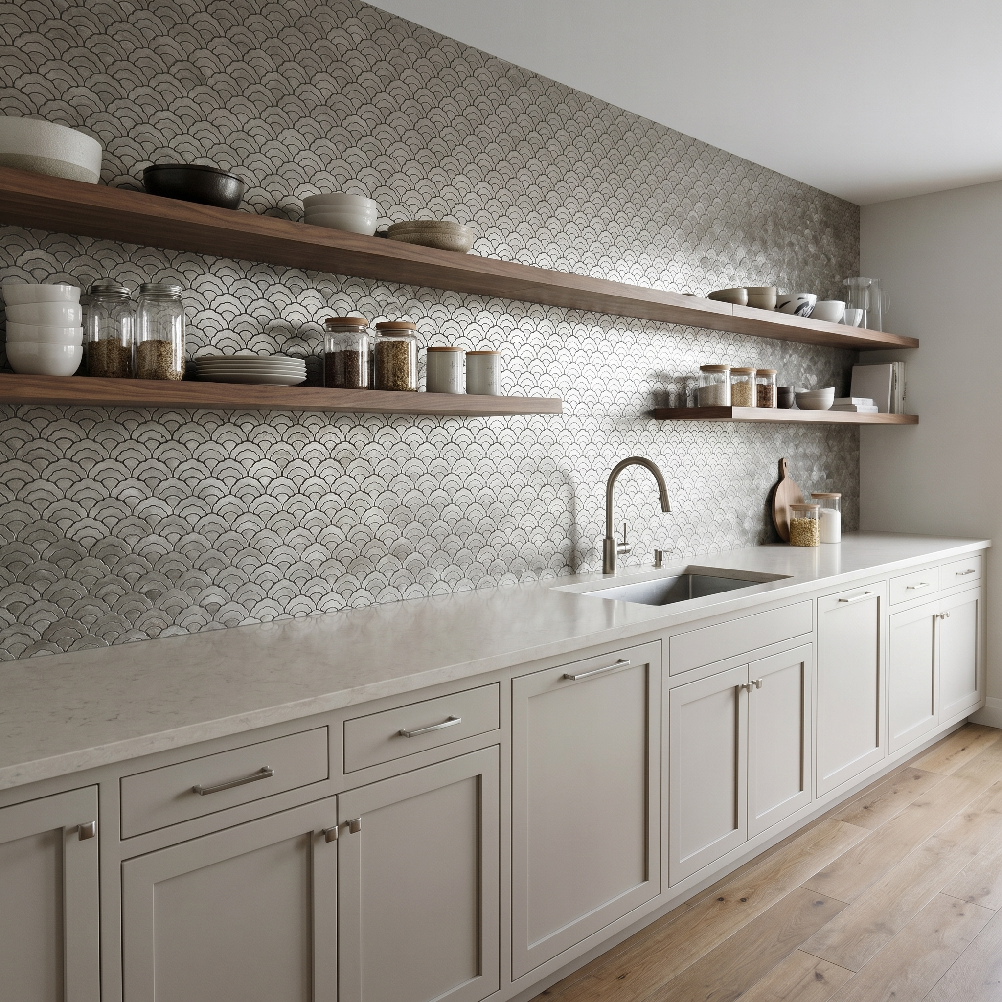 Fan Gray Peel & Stick Splashback | 26.8×28.1 cm | Self-Adhesive Mosaic Tile
