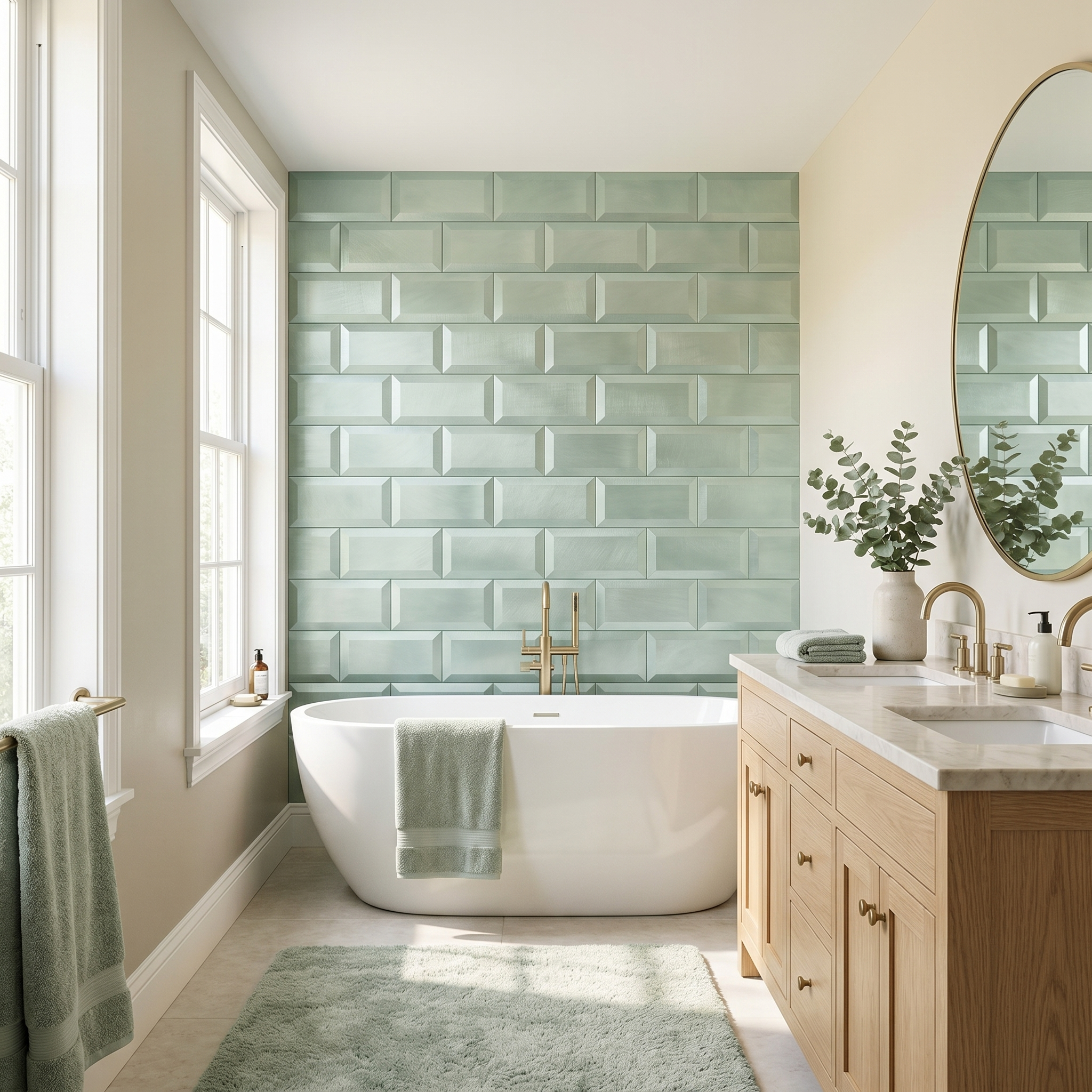 Subway 3D Pastel Green Peel & Stick Splashback | 30.5×30.5 cm | Self-Adhesive Mosaic Tile
