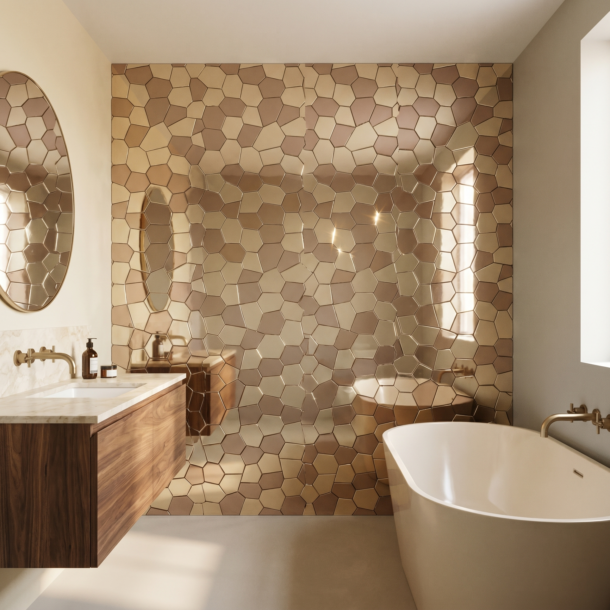 Polygon Gold Peel & Stick Splashback | 30×26.2 cm | Self-Adhesive Mosaic Tile