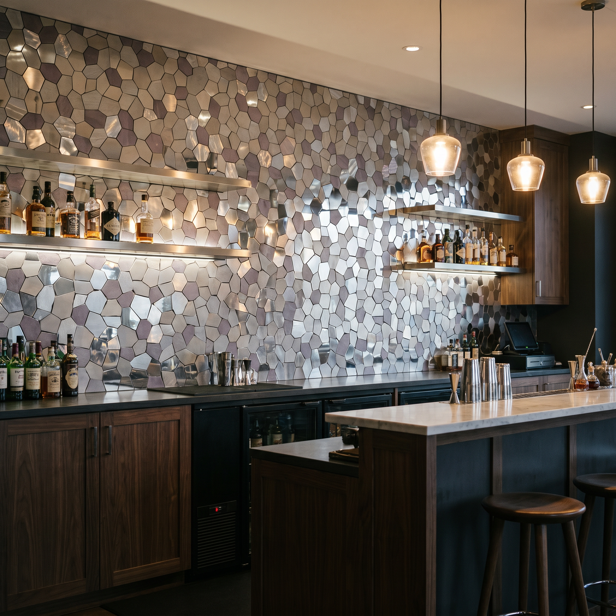 Polygon Gray Peel & Stick Splashback | 30×26.2 cm | Self-Adhesive Mosaic Tile