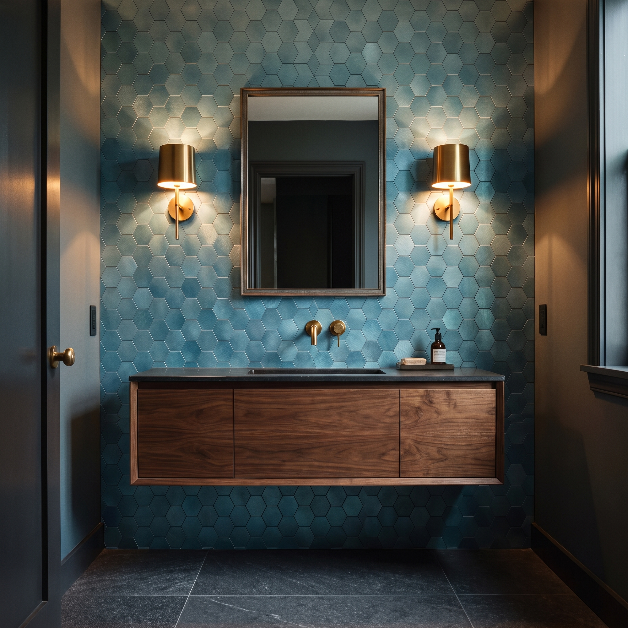 Hexagon Blue Peel & Stick Splashback | 28.8×29.2 cm | Self-Adhesive Mosaic Tile