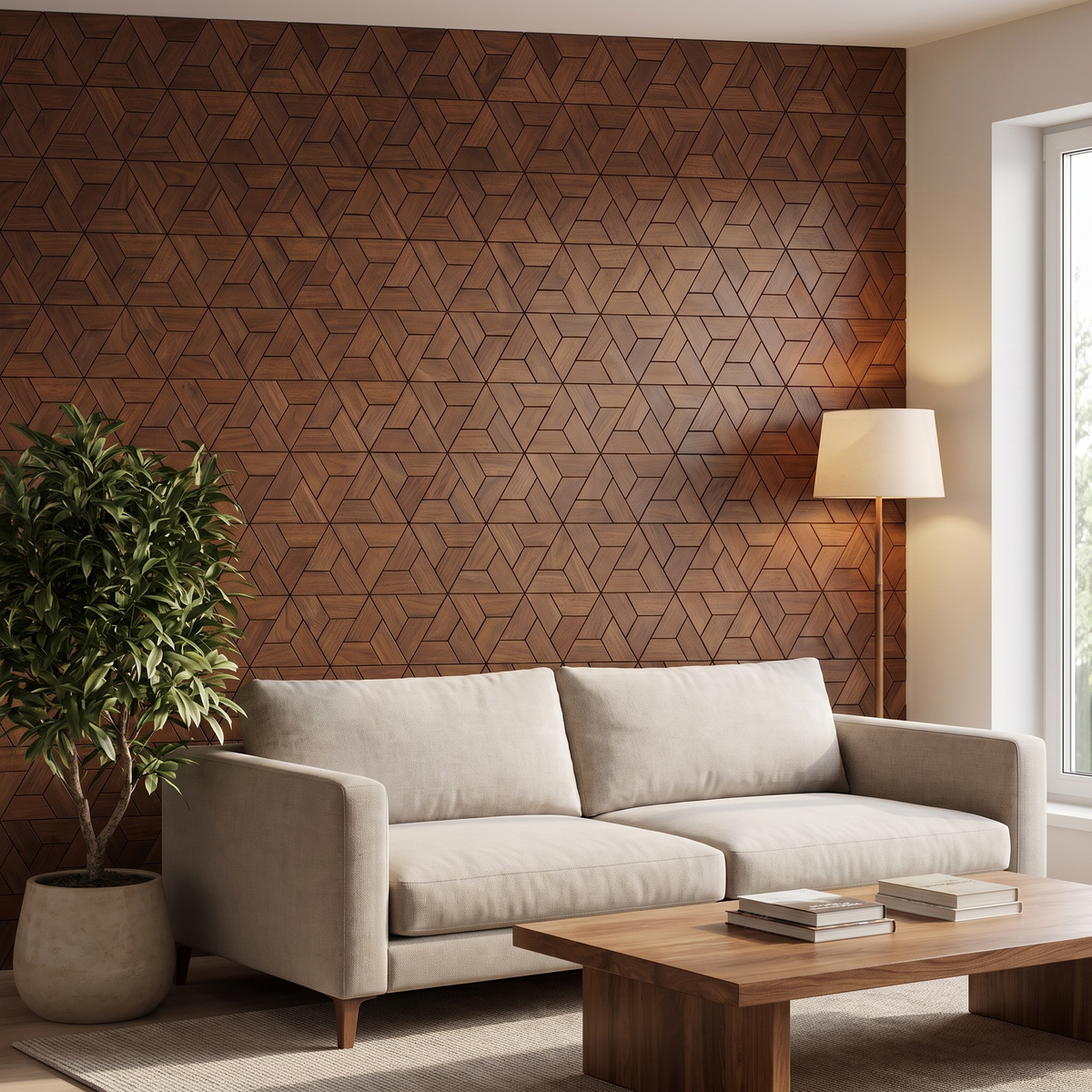 Aster Smoked Brown decorative wall panel in a modern living room