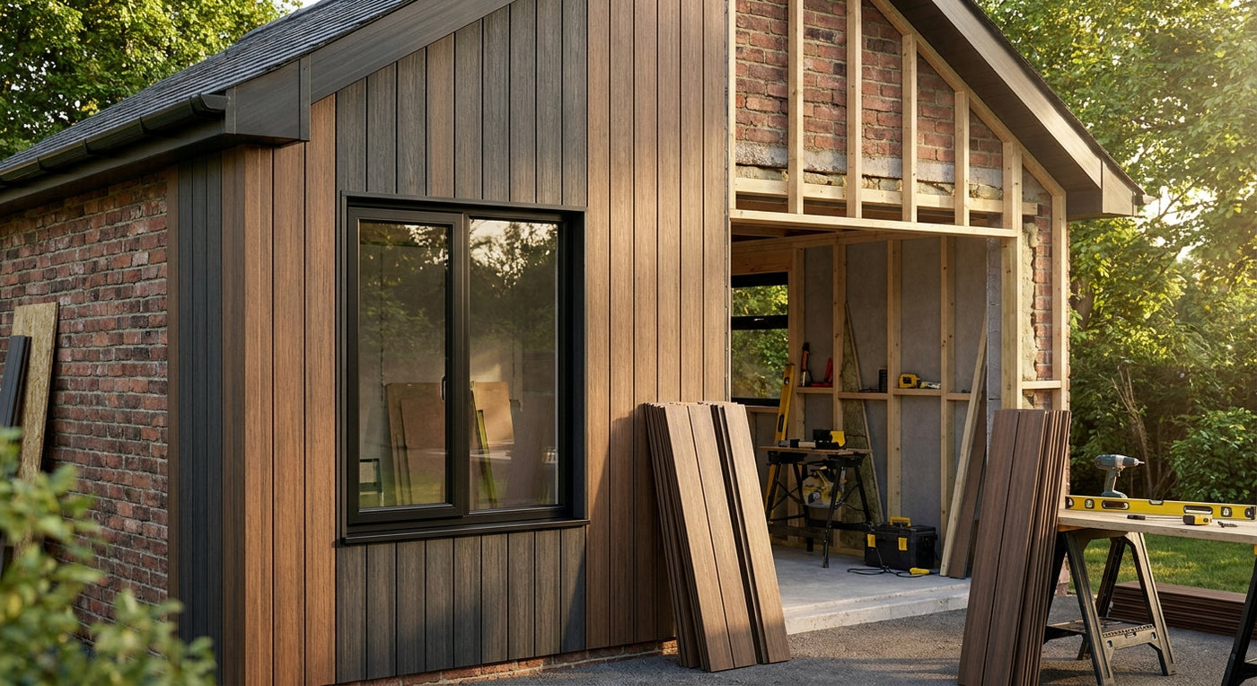 Composite cladding for garage conversion walls