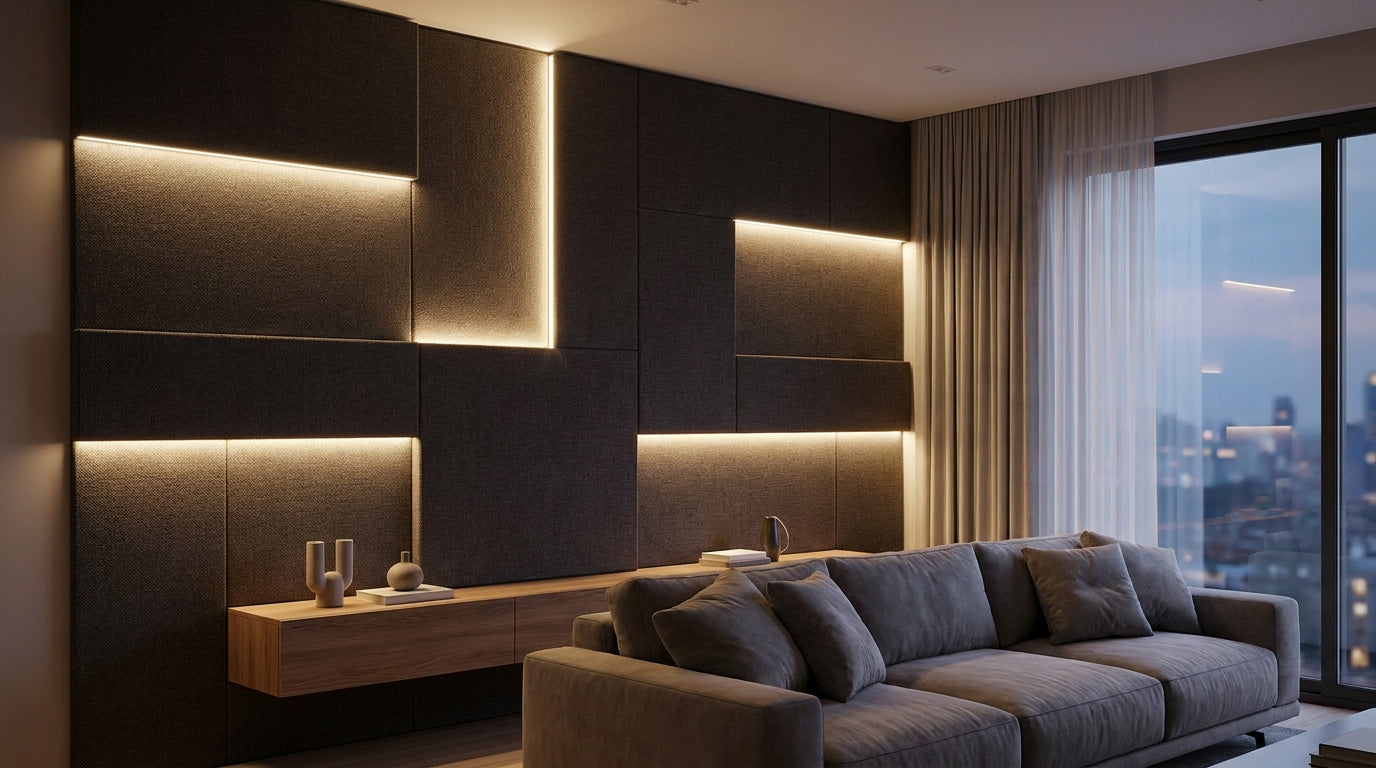 Acoustic wall panels with LED strip lighting ideas
