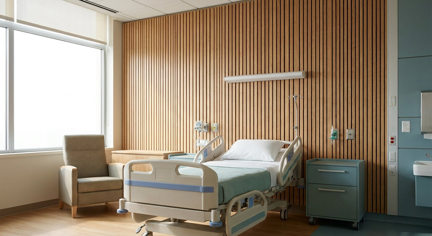 Acoustic wood panels for hospital ward walls
