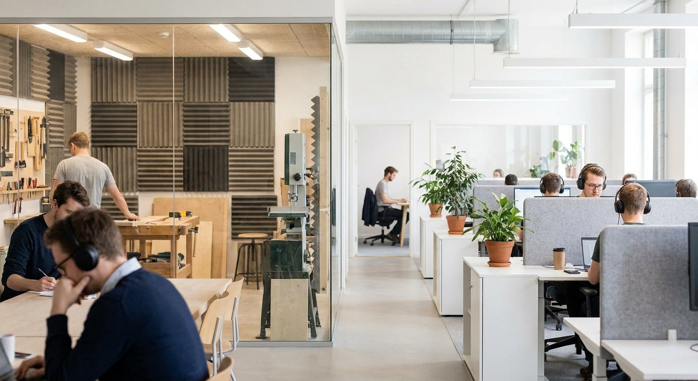 How to reduce noise in a shared workshop and office space