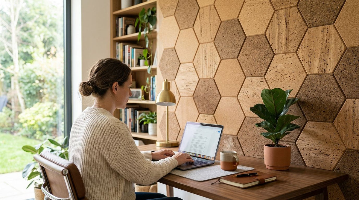 Cork acoustic wall panels for home office walls