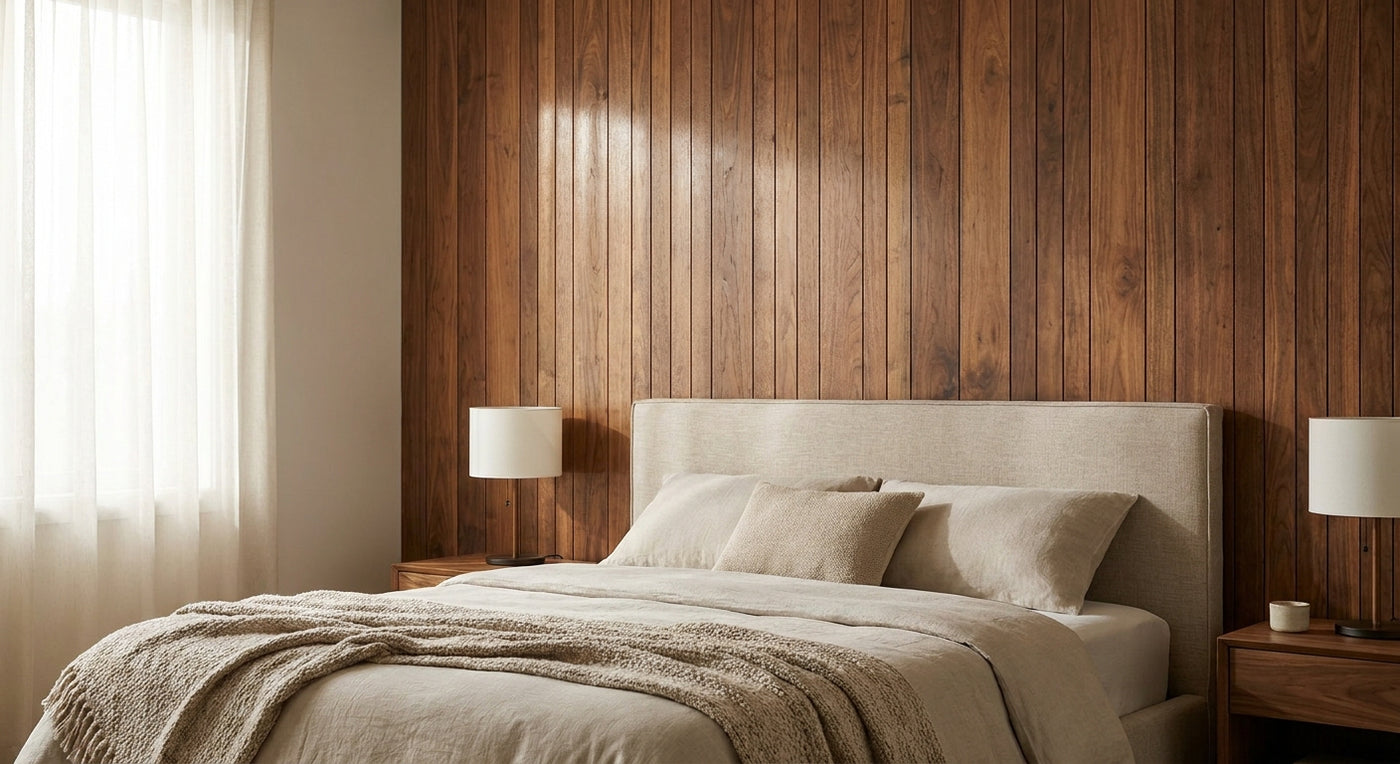 Wooden wall panels for bedroom headboard walls
