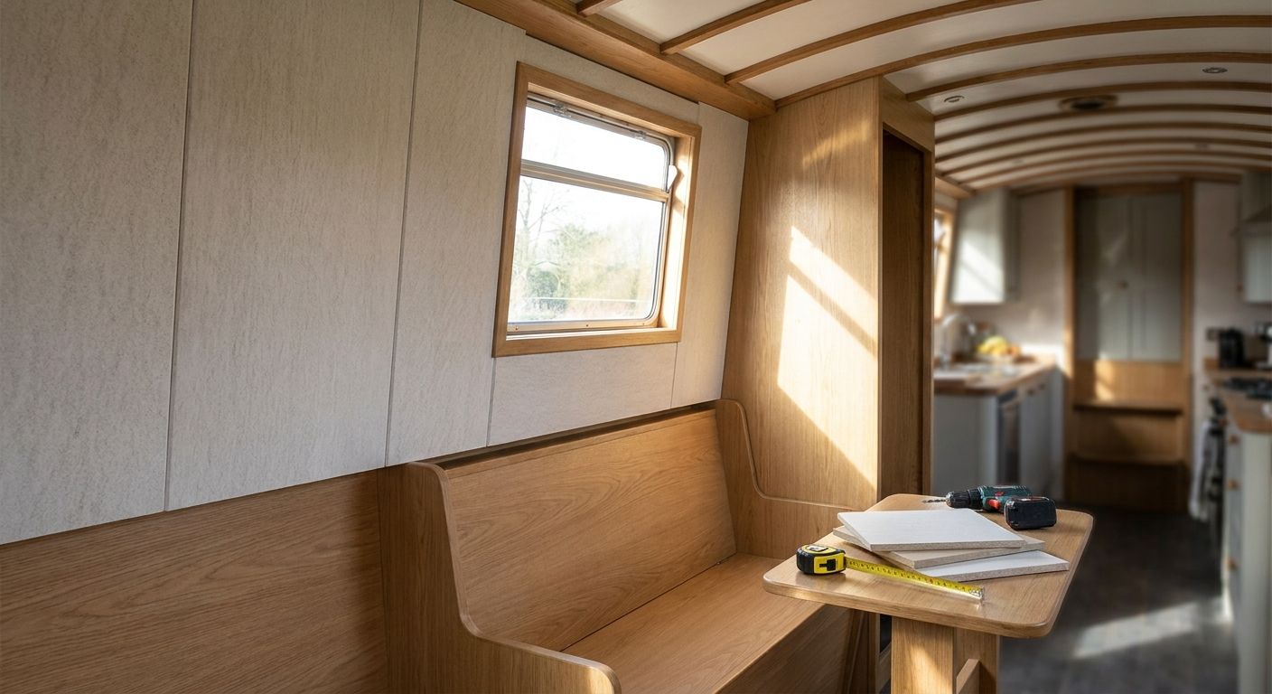 Lightweight wall panels for narrowboat and canal boat interiors