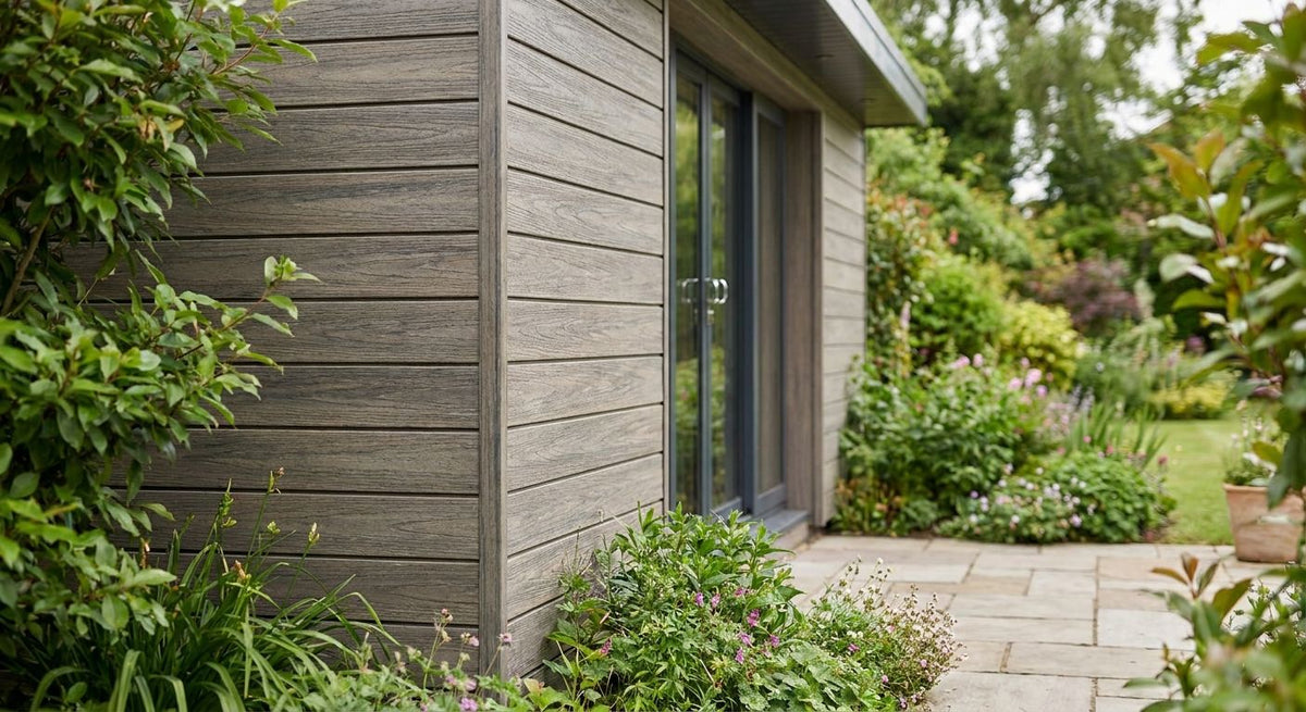 Composite cladding for garden buildings