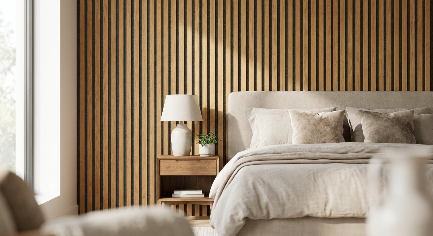 Acoustic slat wall panels for bedrooms