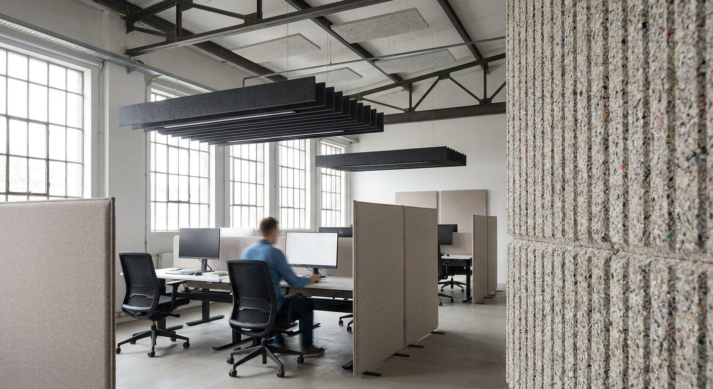 How to reduce reverberation time in a warehouse office