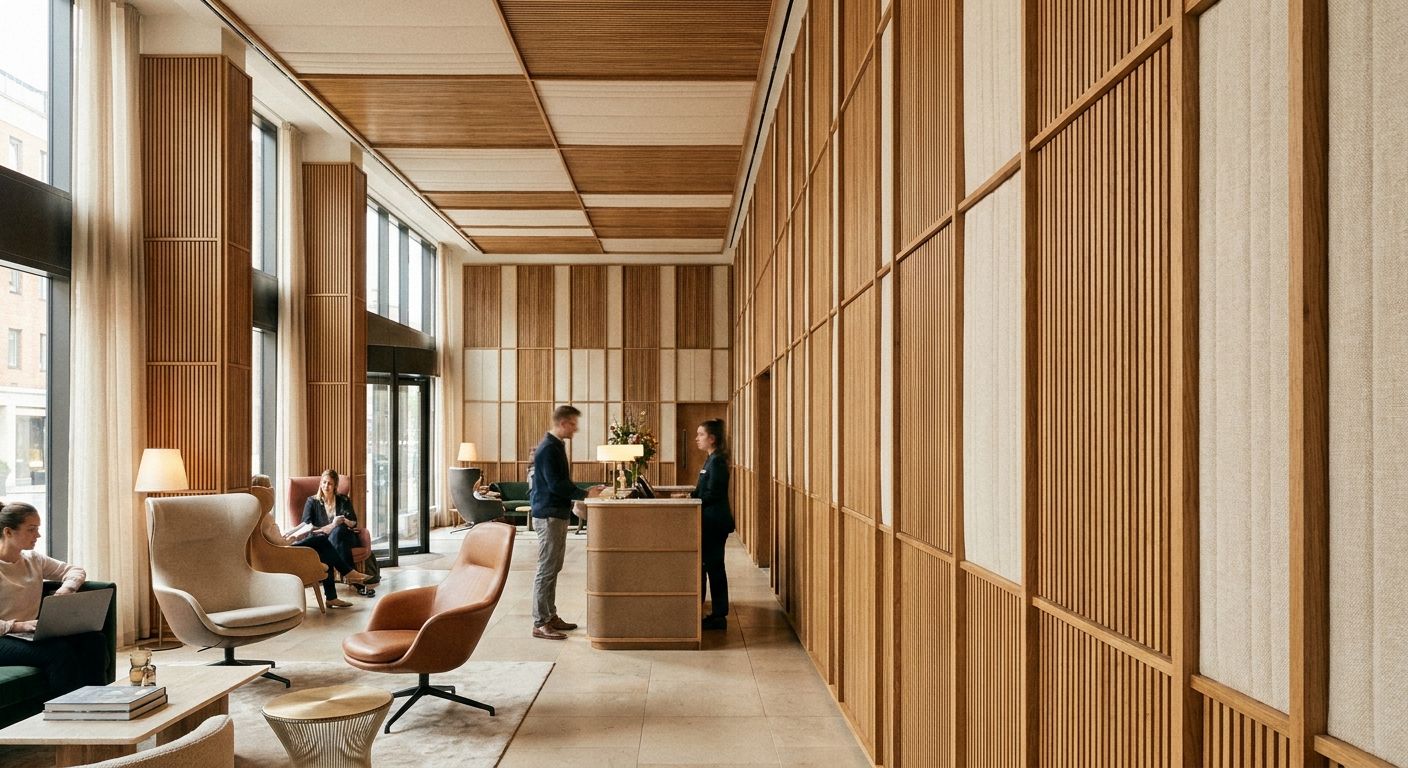 Acoustic panels for hotel lobbies