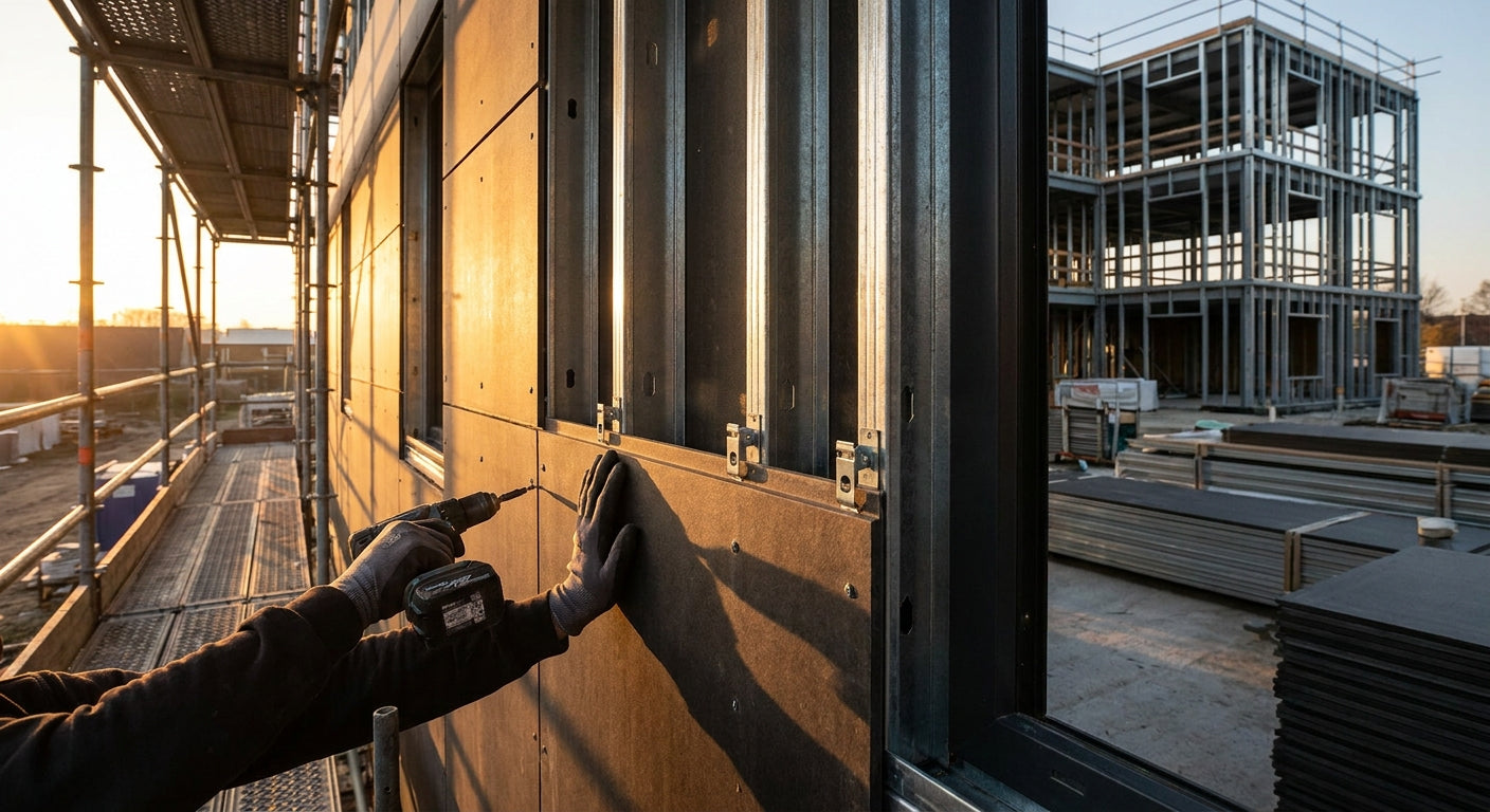 How to fix exterior cladding to a steel frame building