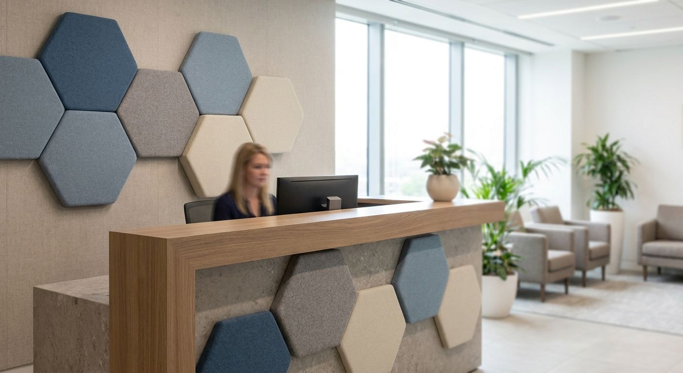 Acoustic panels for office reception desks