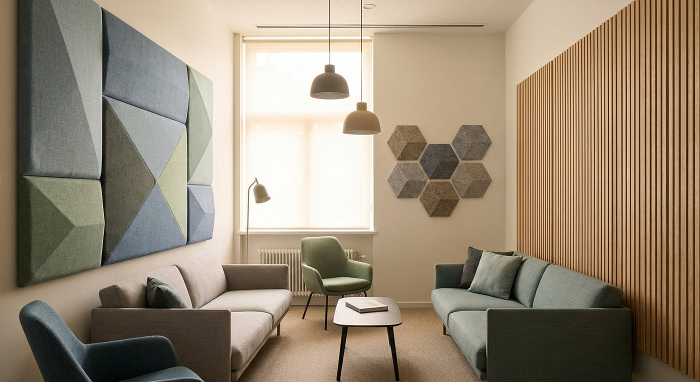 Acoustic panels for office breakout room walls
