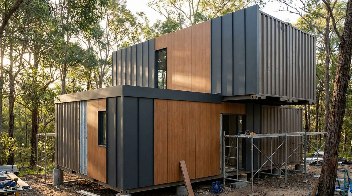 Exterior cladding panels for shipping container conversions