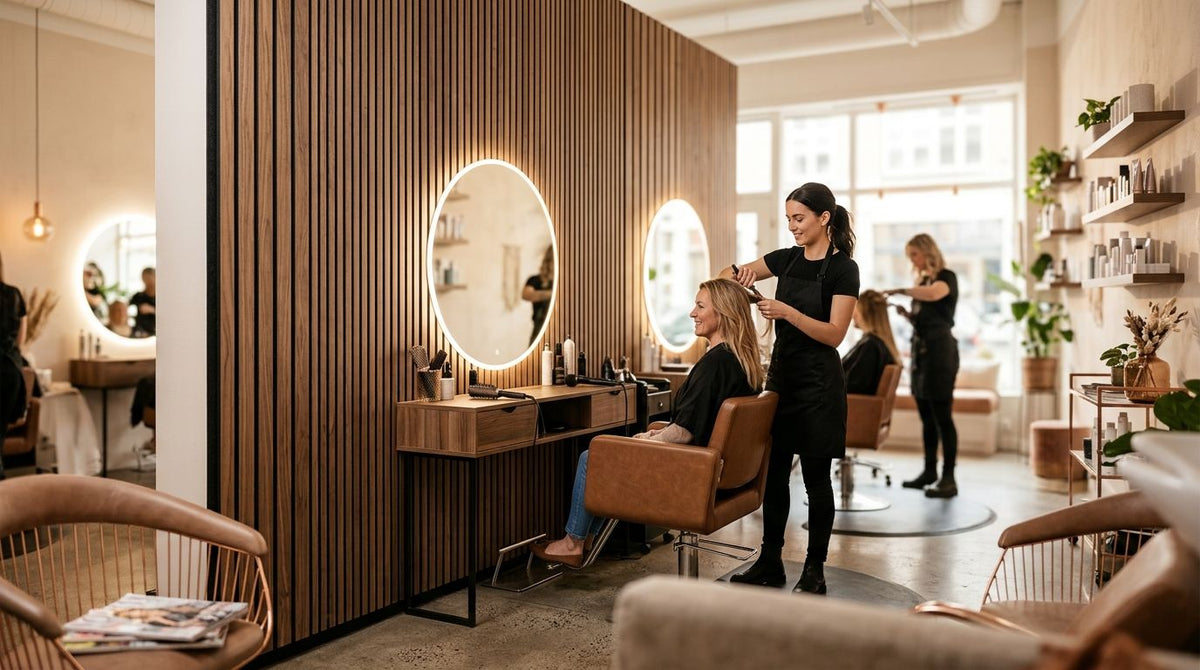 Acoustic wood panels for salons