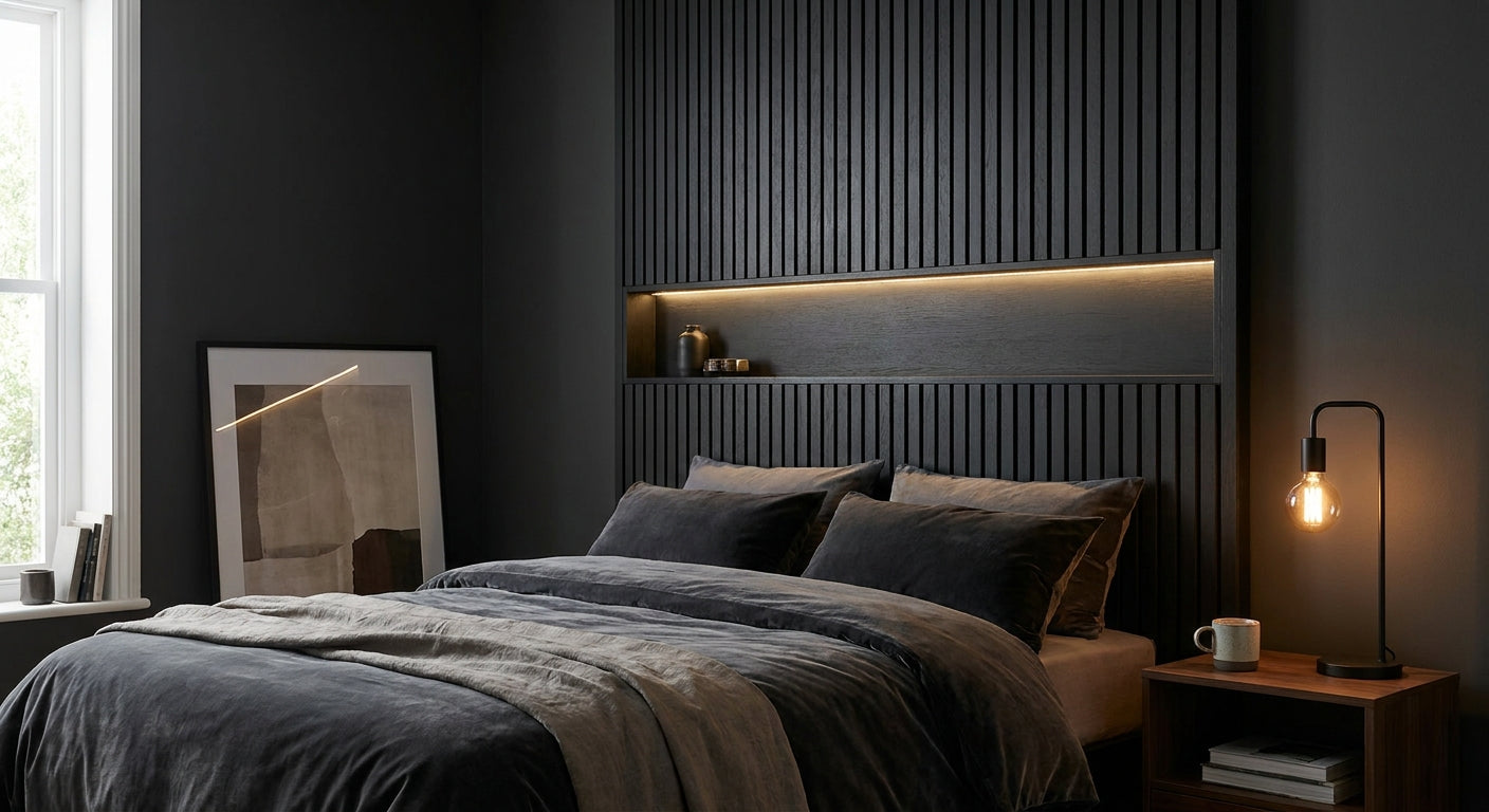 Best black oak wall panels for moody bedroom walls