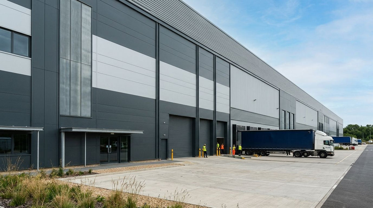 Exterior cladding panels for warehouse and industrial facades