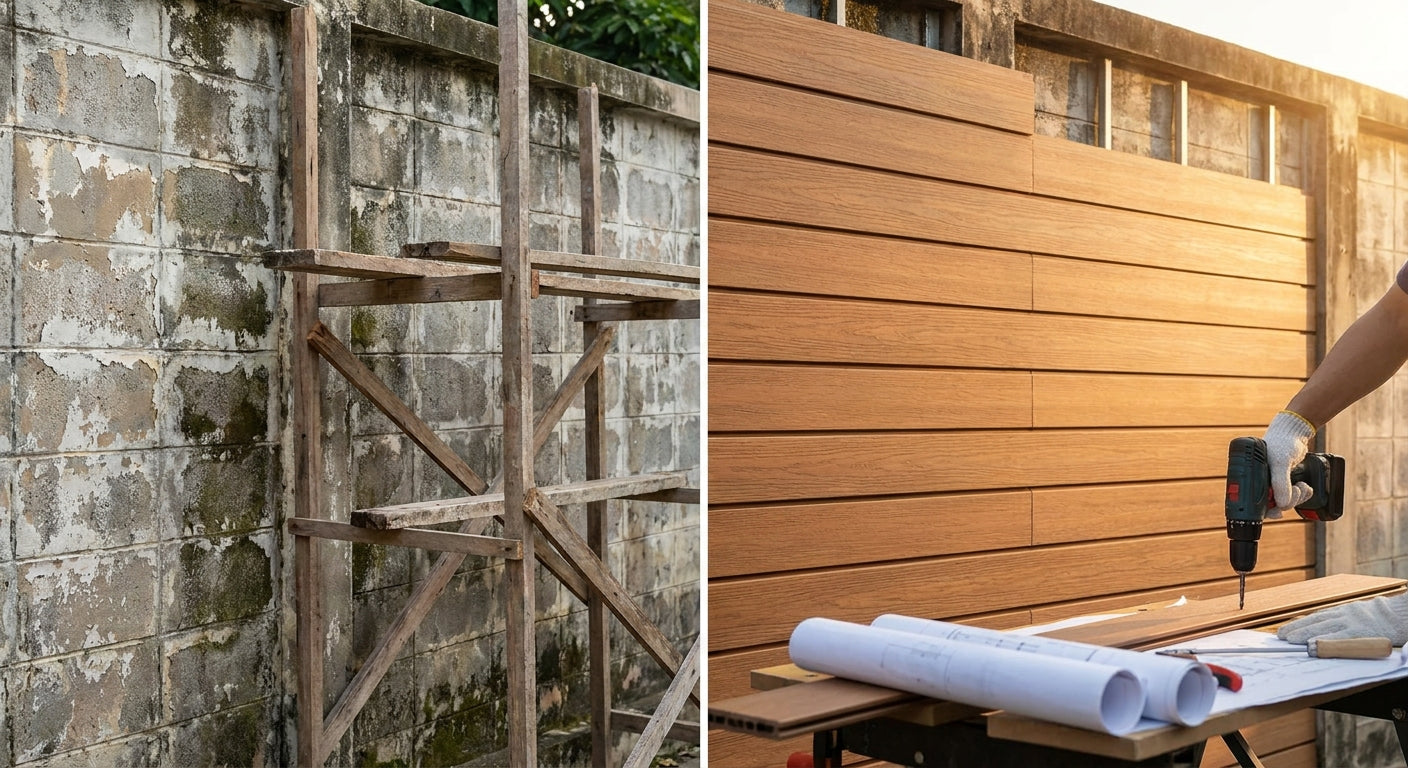 How to cover an ugly exterior wall with cladding