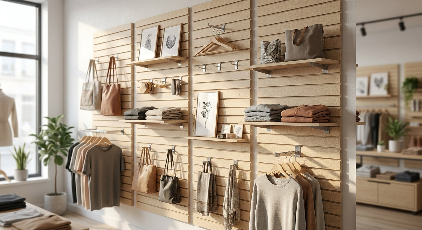MDF slatwall panels for shop merchandising displays