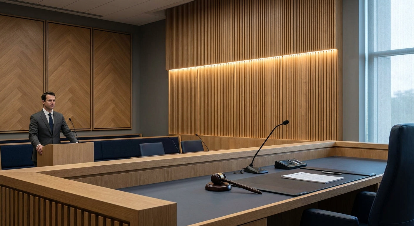 Acoustic wood panels for courtroom walls