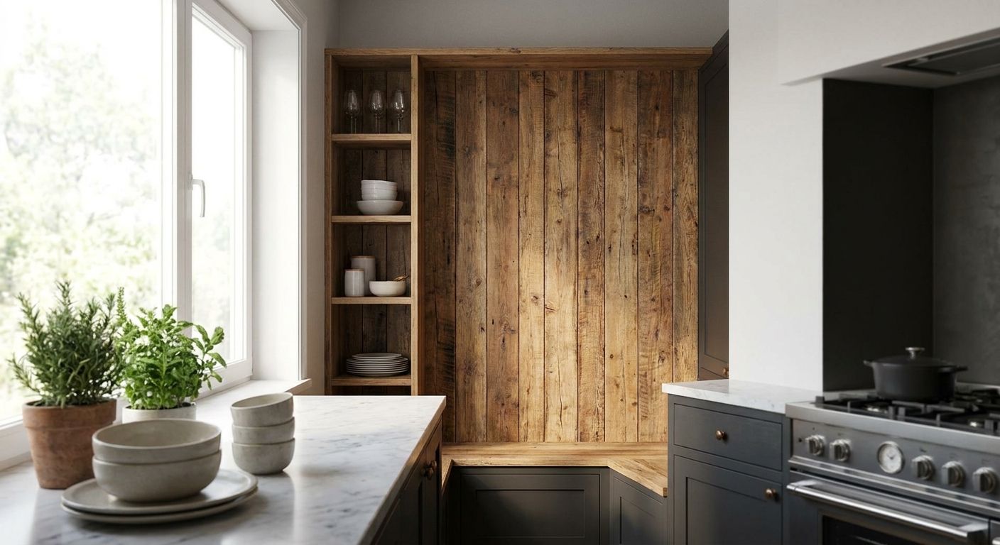 Wooden panels for kitchen feature walls