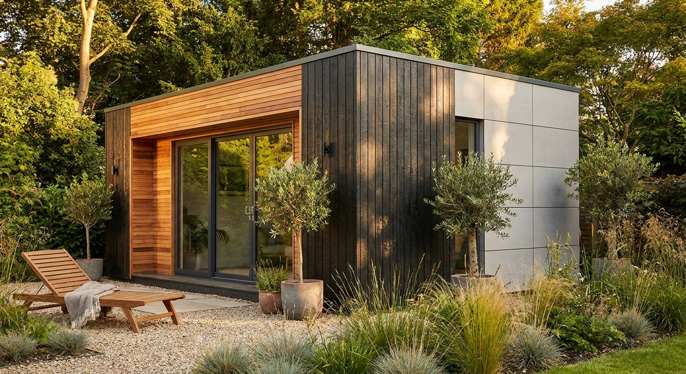 Cladding panels for garden office exteriors