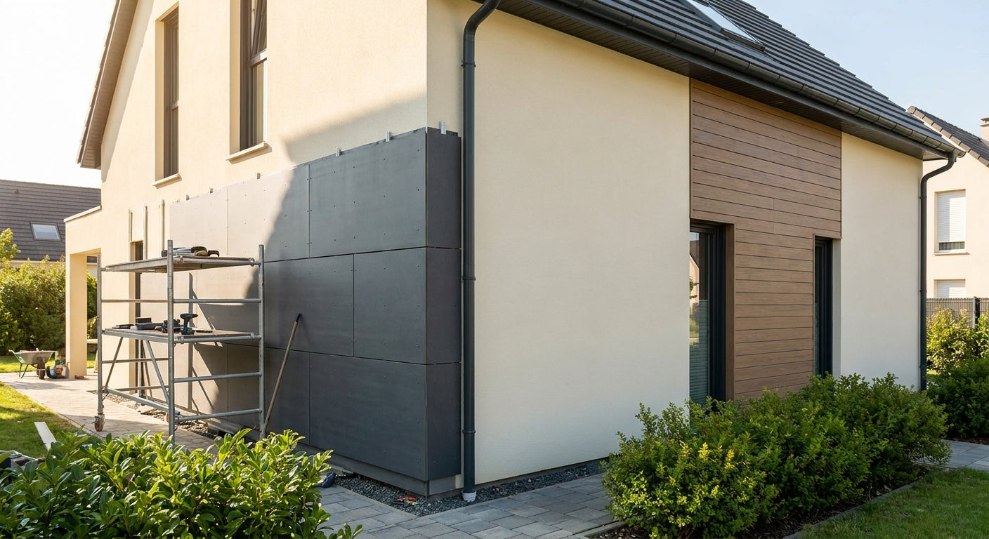 Exterior cladding panels for rendered house walls